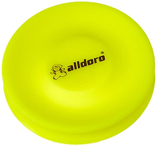 alldoro 63053 - Juego de 3 Discos de Tiro Mini (6,5 cm de diámetro, Silicona Blanda), diseño de neón, Color Amarillo