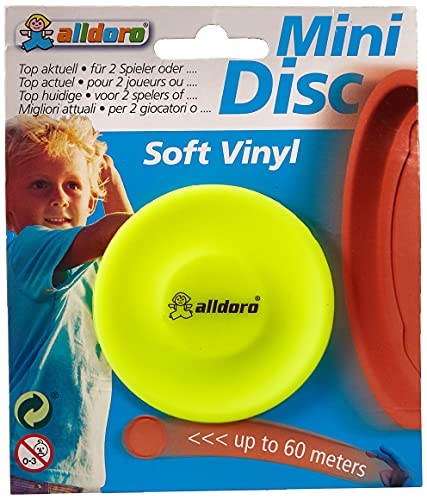 alldoro 63053 - Juego de 3 Discos de Tiro Mini (6,5 cm de diámetro, Silicona Blanda), diseño de neón, Color Amarillo