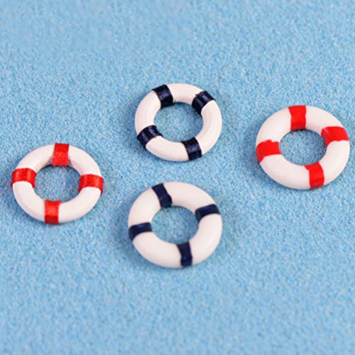 Amosfun 10pcs Mini Life Ring Decoraciones Madera Salvavidas Paisaje Natación Anillo Boya Decoración Náutica Color Al Azar