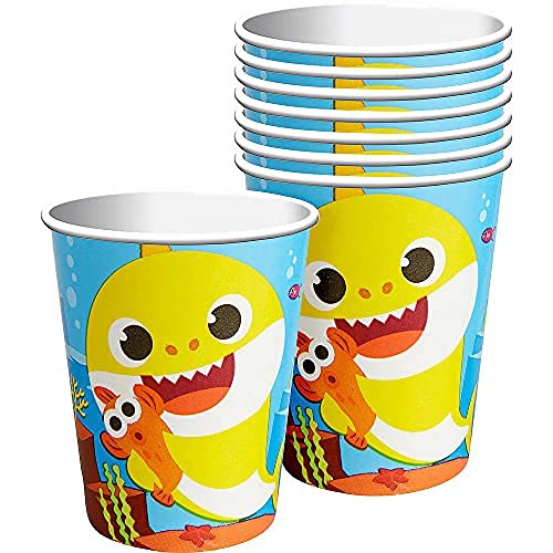 Amscan 582527 - Vasos de papel para fiesta de bebé tiburón, 8 unidades