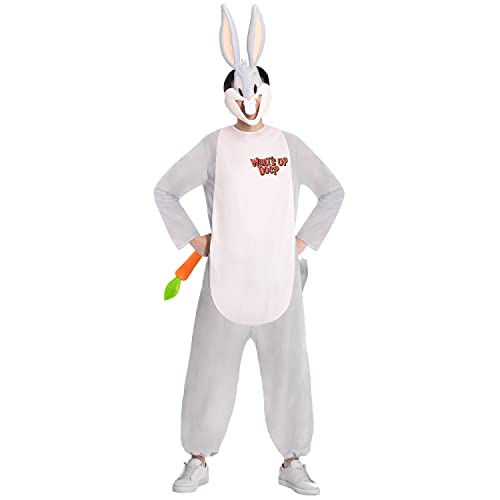 amscan 9907173 Warner Bros Bugs Bunny Bunny Disfraz de conejo (grande) para adulto, color gris