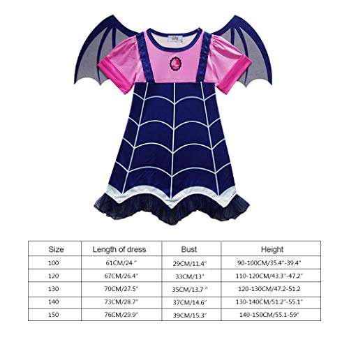 Amycute Disfraz de murciélago con alas, Halloween Vampiro para niña, vestido lila, disfraz infantil, alas de murciélago, juguetes y regalos para cumpleaños, Halloween, carnaval (130)