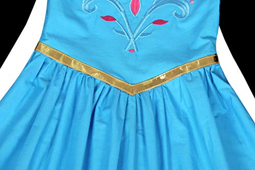 AmzBarley Disfraz Princesa Niña Reina de Nieve Elsa Vestido Niño Cumpleaños Fiesta Capa Halloween Cosplay Navidad Carnaval Ceremonia Azul 7-8 Años 130