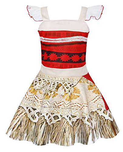 AmzBarley Moana Vaiana Disfraz Costume Niña Bebe, Princesa Disfraz Vestido Niña Traje Adventure Infantil para Carnaval Halloween Cosplay