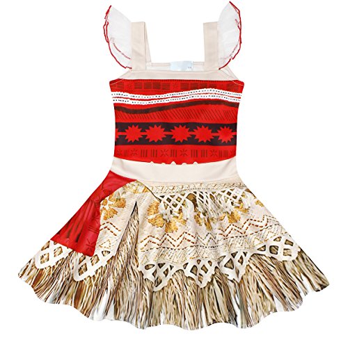 AmzBarley Moana Vaiana Disfraz Costume Niña Bebe, Princesa Disfraz Vestido Niña Traje Adventure Infantil para Carnaval Halloween Cosplay