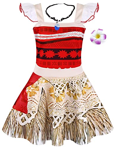 AmzBarley Moana Vaiana Disfraz Costume Niña Bebe, Princesa Disfraz Vestido Niña Traje Adventure Infantil para Carnaval Halloween Cosplay