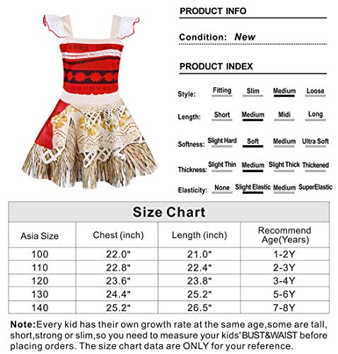 AmzBarley Moana Vaiana Disfraz Costume Niña Bebe, Princesa Disfraz Vestido Niña Traje Adventure Infantil para Carnaval Halloween Cosplay