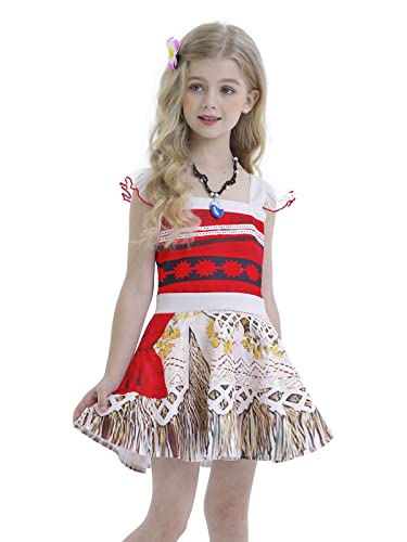 AmzBarley Moana Vaiana Disfraz Costume Niña Bebe, Princesa Disfraz Vestido Niña Traje Adventure Infantil para Carnaval Halloween Cosplay