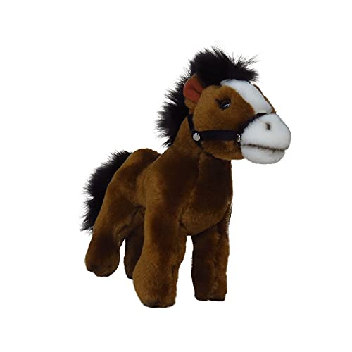 Animales de peluche, caballo de pie, marrón y negro