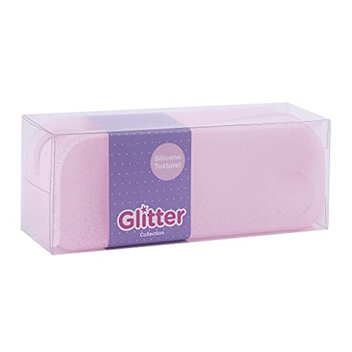 APLI 18950 - Estuche de silicona con purpurina - Glitter Collection - ROSA - Portatodo - Estuche escolar