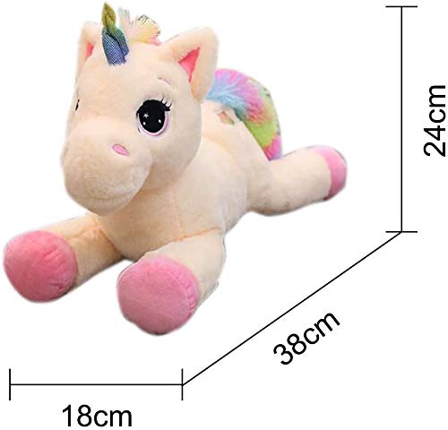 Archile Niños Suave Juguete de Felpa Unicornio con Cola de Arco Iris Multicolor Animal Pony Pony Regalos mimes para niñas (Rosa 15 (Color : Pink 15'')