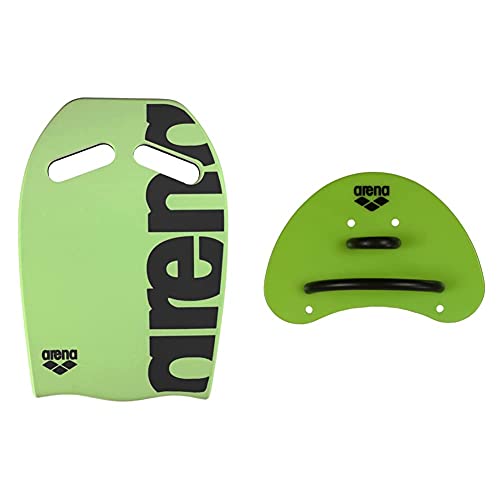 Arena 95275 Tabla de natación, Talla única, Color Verde + Trainingsgerät Elite Finger Paddle Palas de Mano para natación, Color Verde (Acid Lime/Black), Talla única