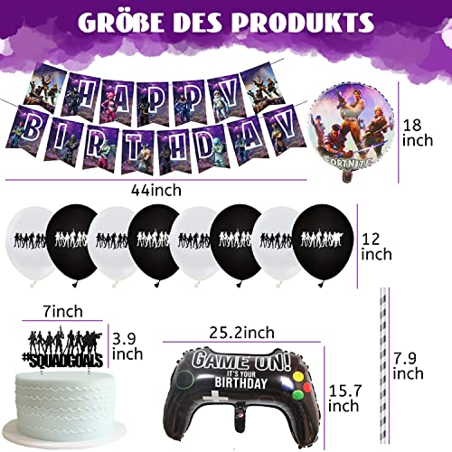 Artículos de Fiestas Decorativos de Videojuegos para Fanáticos de los Videojuegos Cumpleaños Decoraciones con 21 globos de fiesta de látex / 1 pancarta de cumpleaños / 1 juego de pastel de videojuegos