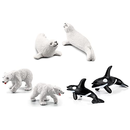 ARTOCT Juego de 18 Figuras de Animales Polares, Mini Figuras árticas realistas, Figuras de Animales, Juguetes, Incluye Lobo Blanco, búho Blanco, Zorro Blanco, Conejo ártico, Zorro ártico