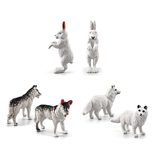 ARTOCT Juego de 18 Figuras de Animales Polares, Mini Figuras árticas realistas, Figuras de Animales, Juguetes, Incluye Lobo Blanco, búho Blanco, Zorro Blanco, Conejo ártico, Zorro ártico