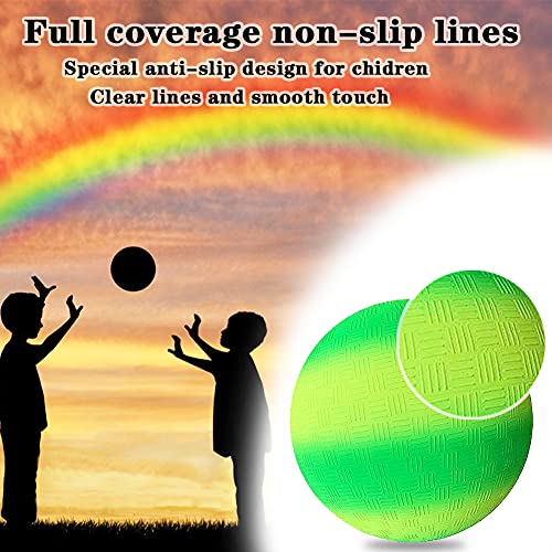 ARVOV Balón de fútbol de PVC con arco iris, pelota de fútbol para niños, pelota de waterpolo de playa, pelota de PVC para interior y exterior, 20 cm, verde y amarillo