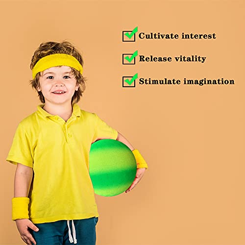 ARVOV Balón de fútbol de PVC con arco iris, pelota de fútbol para niños, pelota de waterpolo de playa, pelota de PVC para interior y exterior, 20 cm, verde y amarillo