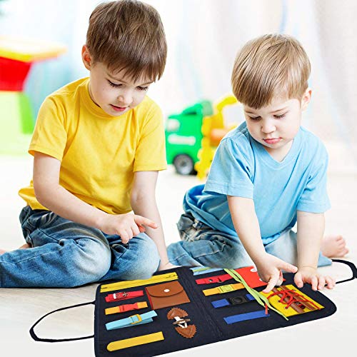 Athemeet Busy Board para Niños,Tablero Montessori,Juguetes de Bebé Habilidades de Vida básicas Tablero,Juguetes Sensoriales Montessori para Bebés,Juguete de Educación Temprana Estilo 2