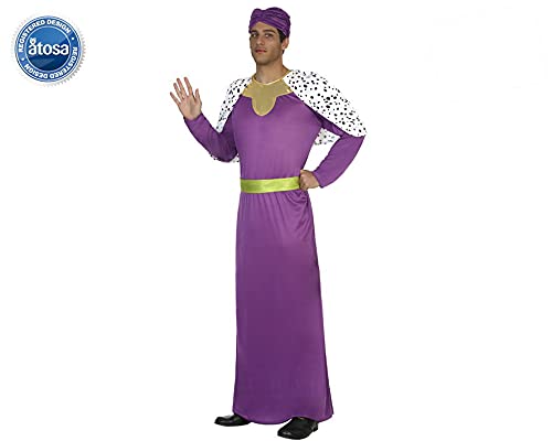 Atosa-30759 Atosa-30759-Disfraz Rey Mago Hombre Adulto-Talla Navidad, Color Violeta, XL (30759)