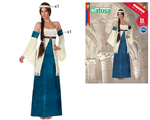 ATOSA disfraz dama medieval mujer adulto noble azul M