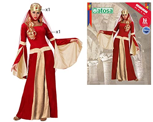 ATOSA disfraz dama medieval mujer adulto noble rojo M