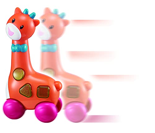 auby Mon HOCHET Girafe-Sonajero Sonidos y Luces sensorial para Primeros Aprendizaje de Las Formas, bebé recién Nacido, Juguete para bebés de 9 Meses en adelante, Color Naranja (Auldey FR461528)