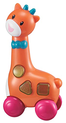 auby Mon HOCHET Girafe-Sonajero Sonidos y Luces sensorial para Primeros Aprendizaje de Las Formas, bebé recién Nacido, Juguete para bebés de 9 Meses en adelante, Color Naranja (Auldey FR461528)