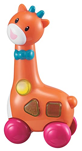 auby Mon HOCHET Girafe-Sonajero Sonidos y Luces sensorial para Primeros Aprendizaje de Las Formas, bebé recién Nacido, Juguete para bebés de 9 Meses en adelante, Color Naranja (Auldey FR461528)