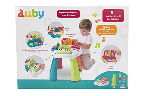 Auby Musicales, Mesa de Actividades Efectos sonoros para Primeros aprendizajes en francés – Puicultura Juegos Infantiles – Juguete bebé 9 Meses en adelante, Multicolor (Auldey FR461541)