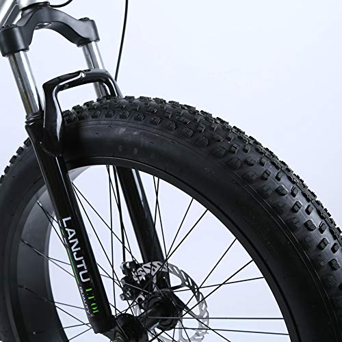 AURALLL MTB Suspension portátil Montaña Fat Tire Bike Estudiante de educación Superior Completa de Bicicletas de montaña con 7 Frenos de Disco de Doble Velocidad de 26 Pulgadas