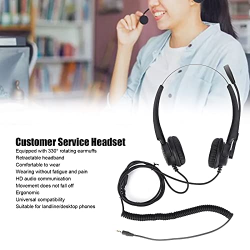 Auriculares para Teléfono con Cable, Auriculares con Cable con Cancelación de Ruido de Centro de Llamadas, Orejeras Giratorias de 330 ° Y Diadema Retráctil, para Teléfono, PC, Tableta, Hogar(#2)