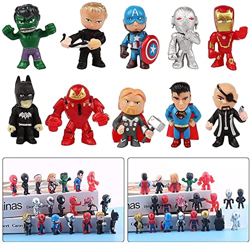 Avengers Figuren Set, 20 Piezas Decoración De Pastel De Superhéroes Cake Topper, Spiderman Mini Figures Figura de Decoración, Decoración de pastel de cumpleaños de Avengers