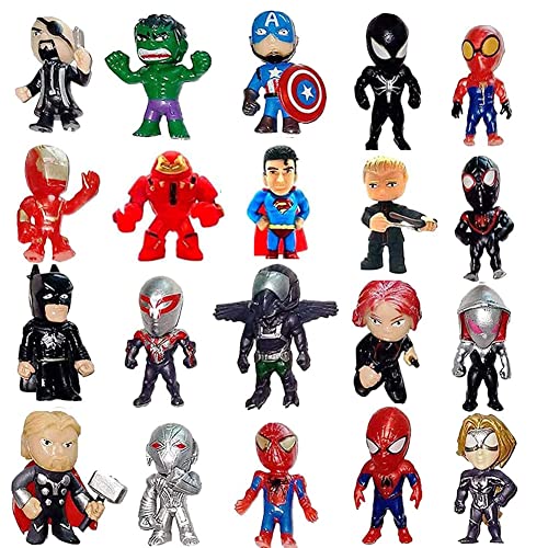 Avengers Figuren Set, 20 Piezas Decoración De Pastel De Superhéroes Cake Topper, Spiderman Mini Figures Figura de Decoración, Decoración de pastel de cumpleaños de Avengers