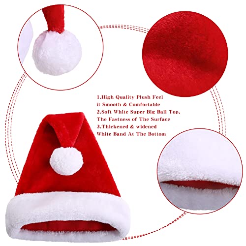 AYEUPZ 2 Gorro navideño de felpa de terciopelo rojo de doble capa para adultos, adecuado para fiestas navideñas y navideñas