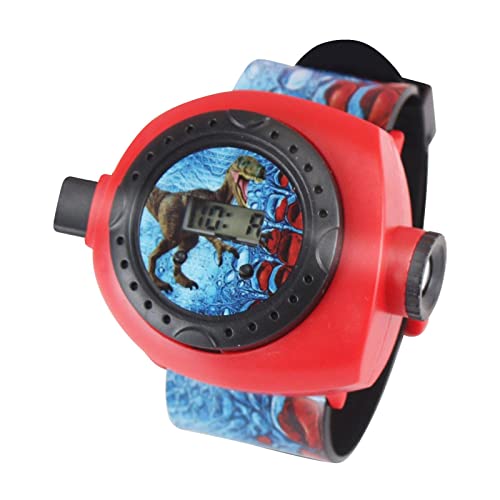 B/A Proyector de Juguete para niños 24 Relojes con diseño de Dinosaurios proyector en la muñeca Reloj de Pulsera Digital de Dibujos Animados para niños Longitud Focal Ajustable Juguete Educativo