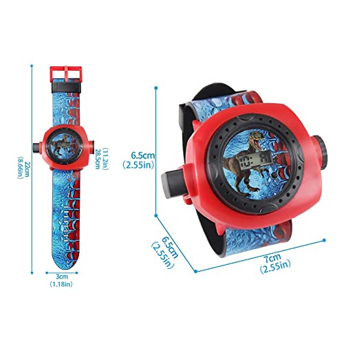 B/A Proyector de Juguete para niños 24 Relojes con diseño de Dinosaurios proyector en la muñeca Reloj de Pulsera Digital de Dibujos Animados para niños Longitud Focal Ajustable Juguete Educativo