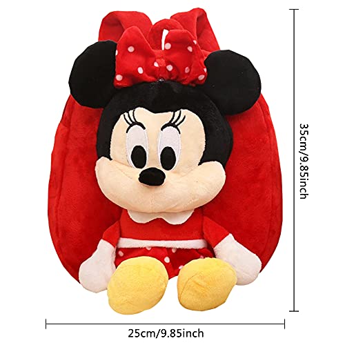 Babioms Mochila de Minnie ,Mochila Infantil Kindergarten,3D Suave Mochila de Felpa ,Toddler Kids Mochila Escolar para Niños Pequeños para 2-5 años