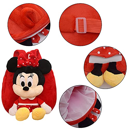 Babioms Mochila de Minnie ,Mochila Infantil Kindergarten,3D Suave Mochila de Felpa ,Toddler Kids Mochila Escolar para Niños Pequeños para 2-5 años