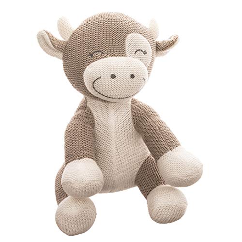 BABY HUG-Sitting Cow Hug Me 3831118800162-Peluche de Vaca sentada (23 cm, A19), Color Beige Natural (YANCHENG SHANTONG Toy CO,LTD. 800162)