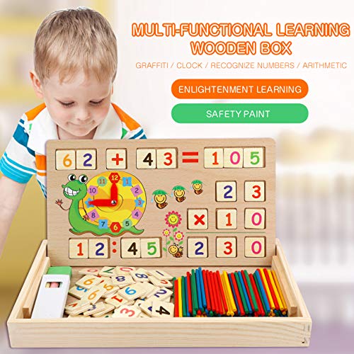 Babyhelen Juguetes de Madera Montessori Math Contando Stick Calculación Matemáticas Juguetes educativos Tarjetas de números con Caja para niños