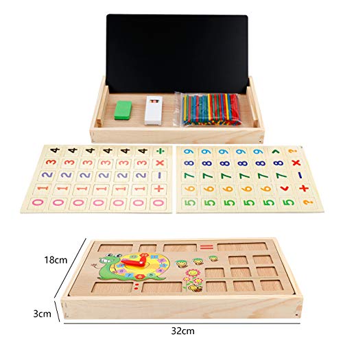 Babyhelen Juguetes de Madera Montessori Math Contando Stick Calculación Matemáticas Juguetes educativos Tarjetas de números con Caja para niños