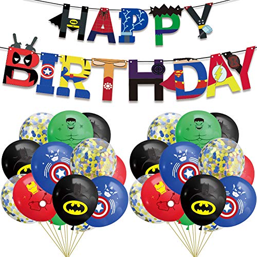 BAIBEI Conjunto de Suministros para la Fiesta, Pancartas,Globos,Adornos de Pastel, Globos de látex, Suministros de Fiesta de cumpleaños Decoración para Suministros para Fiestas Infantiles, 21pcs