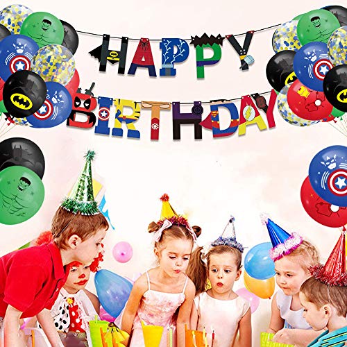 BAIBEI Conjunto de Suministros para la Fiesta, Pancartas,Globos,Adornos de Pastel, Globos de látex, Suministros de Fiesta de cumpleaños Decoración para Suministros para Fiestas Infantiles, 21pcs