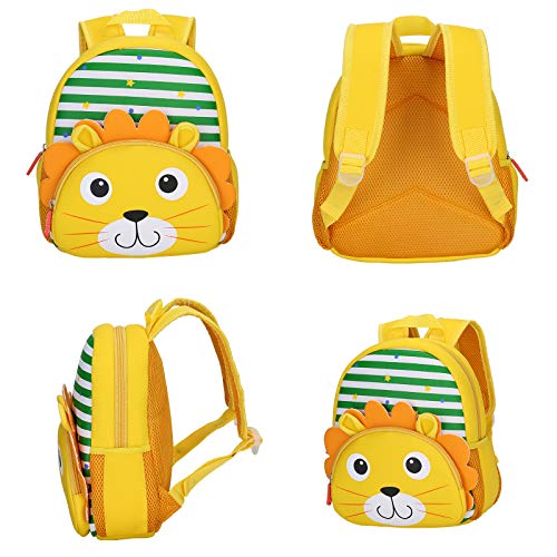 BAIGIO Mochila Infantil Kindergarten,Pequeñas Mochilas Bolsas Escolares de Dibujos Animados Animales para Niñas Primaria Linda Bolso Bebe Guarderia Preescolar para 2-5 Años (León)