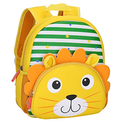 BAIGIO Mochila Infantil Kindergarten,Pequeñas Mochilas Bolsas Escolares de Dibujos Animados Animales para Niñas Primaria Linda Bolso Bebe Guarderia Preescolar para 2-5 Años (León)