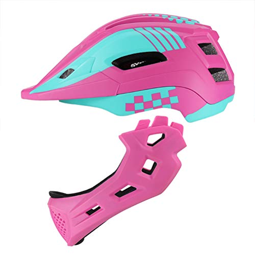 BakaKa Casco Integral para Bicicleta para niños, mentón Desmontable, Casco de Seguridad para Montar en monopatín, Protector de Cabeza Deportivo con luz Trasera