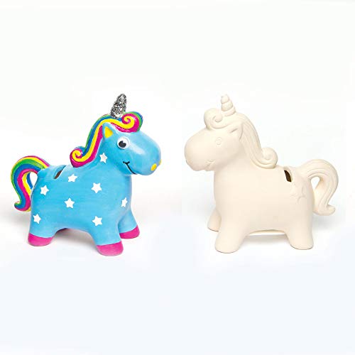 Baker Ross AG696 Huchas de Cerámica Unicornio (Paquete de 2) para niños para Artes y Manualidades