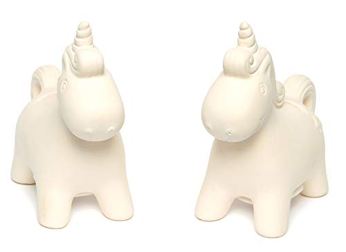 Baker Ross AG696 Huchas de Cerámica Unicornio (Paquete de 2) para niños para Artes y Manualidades