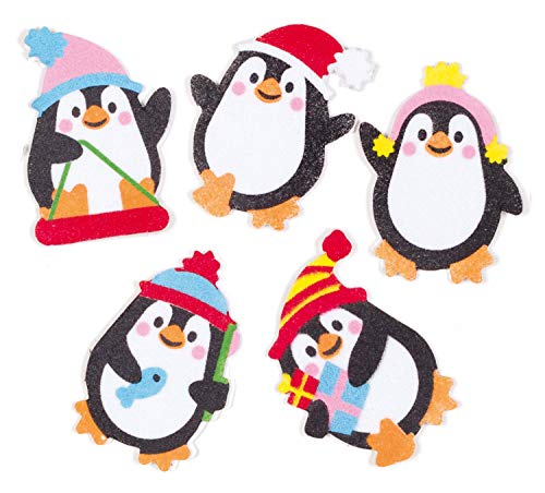 Baker Ross AT292 Pegatinas Pingüinos de espuma (Pack de 120) para manualidades navideñas infantiles