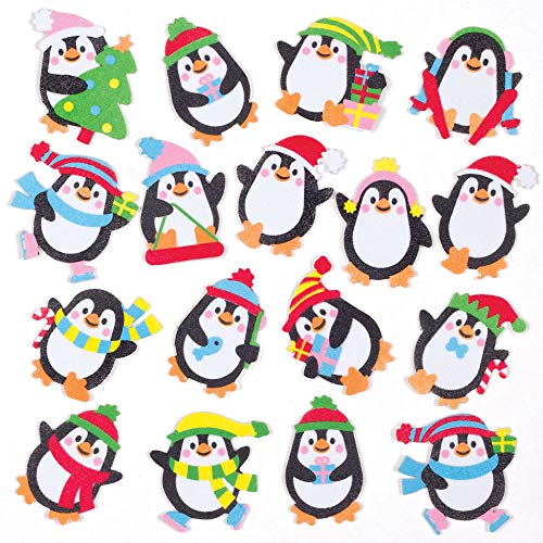 Baker Ross AT292 Pegatinas Pingüinos de espuma (Pack de 120) para manualidades navideñas infantiles